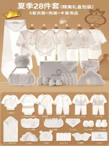 Home summer newborn baby gift box, newborn waiting bag, cotton clothes set, mother stocking baby full moon gifts